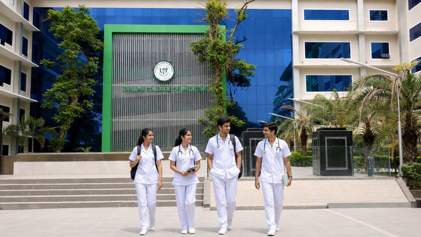 Indian MBBS students walking towards Gullas College of Medicine, Cebu